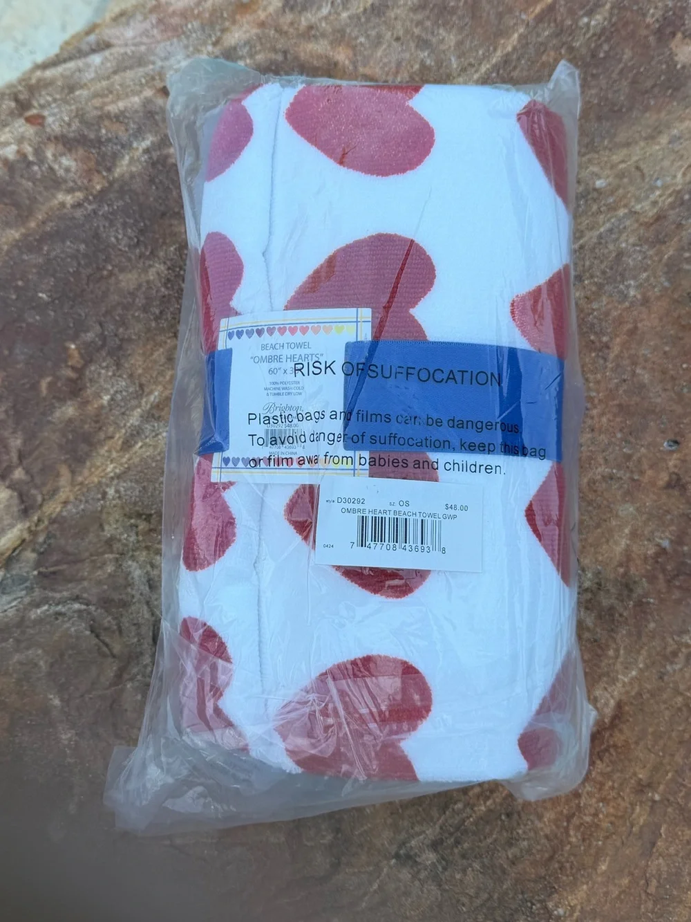 Brighton Fun in the Sun Ombré Hearts  Beach Towel NWT